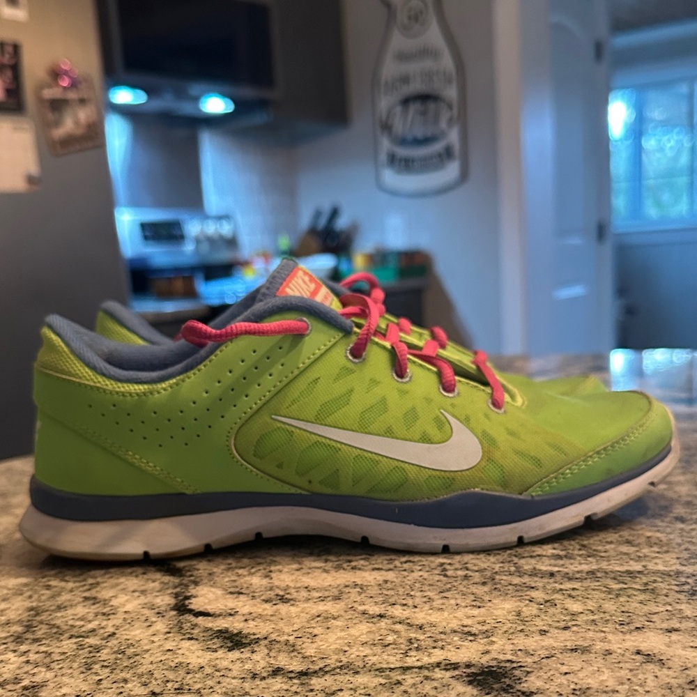 Nike Training Lime Green Sneakers with Pink Laces